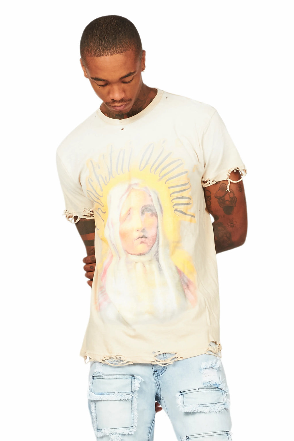 Cary Beige Graphic Oversized T-Shirt