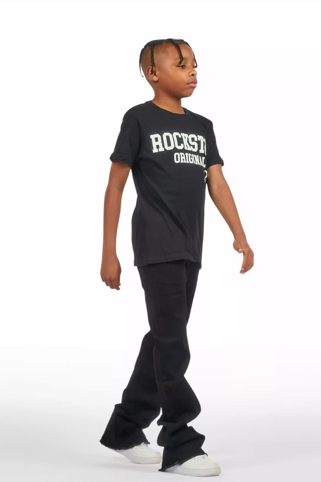 Boys Dag Jet Black Stacked Flare Jean