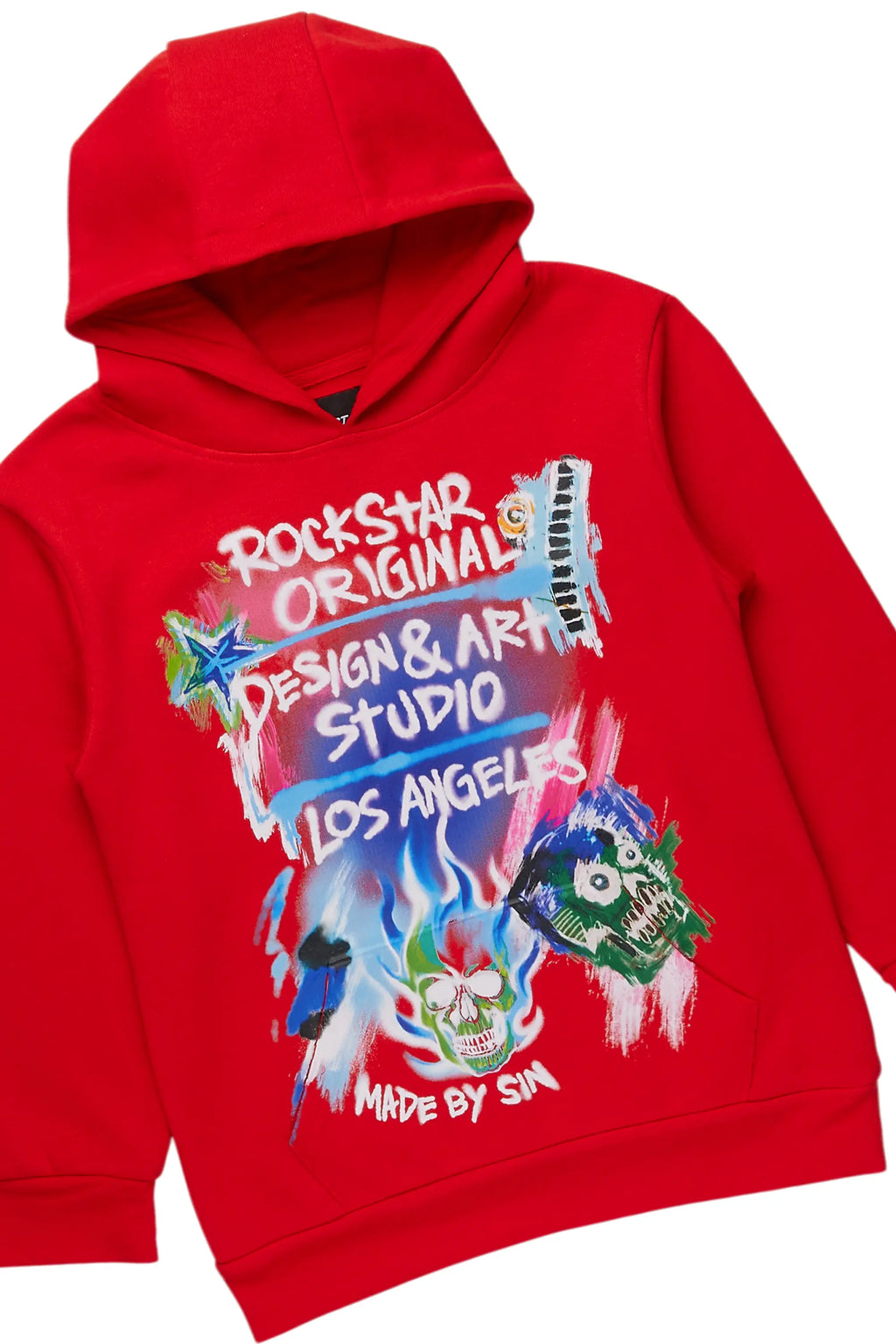 Boys Soweto Red Hoodie/Stacked Flare Jean Set