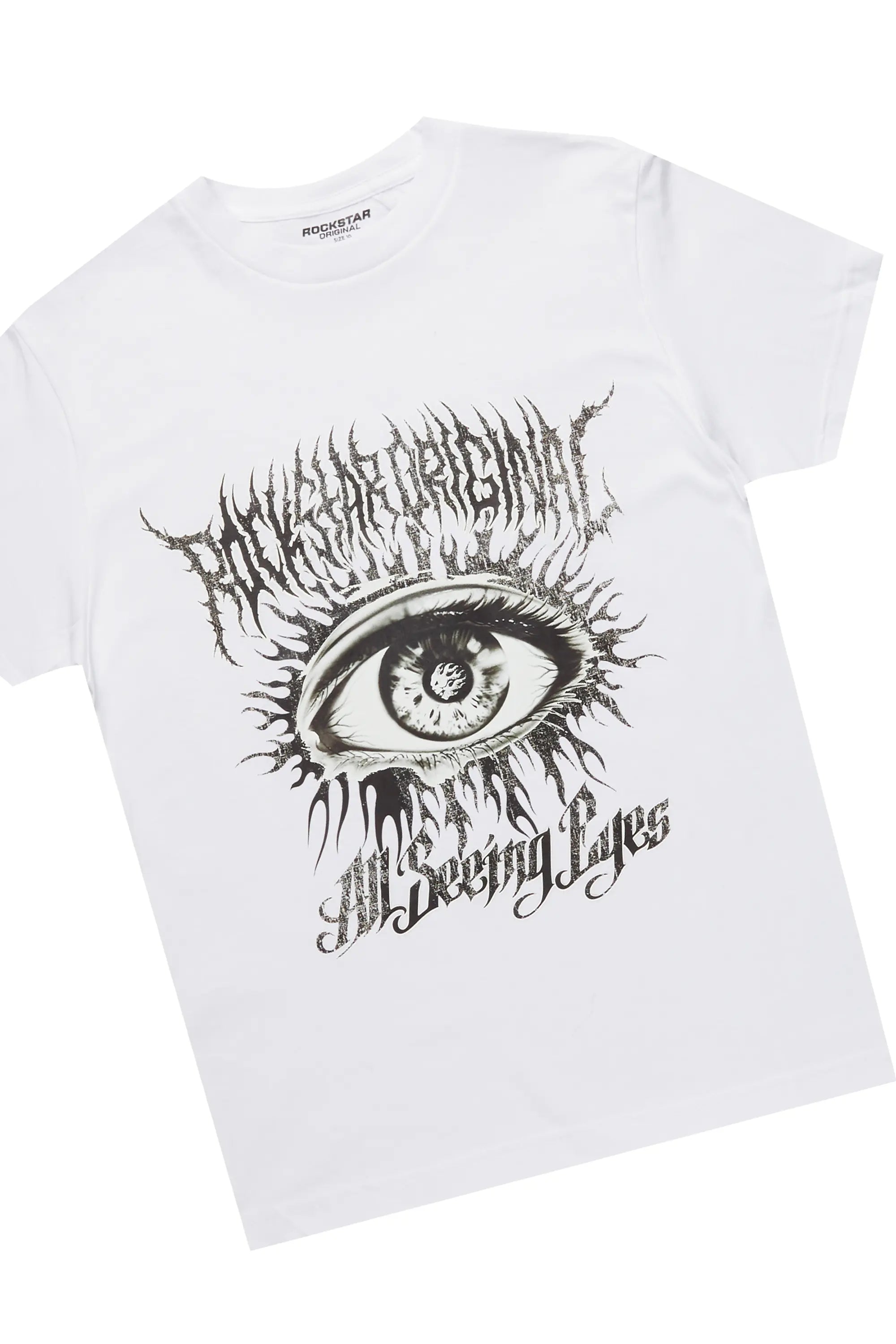 Boys All Eyes White/Camo T-Shirt/Stacked Flare Pant Set