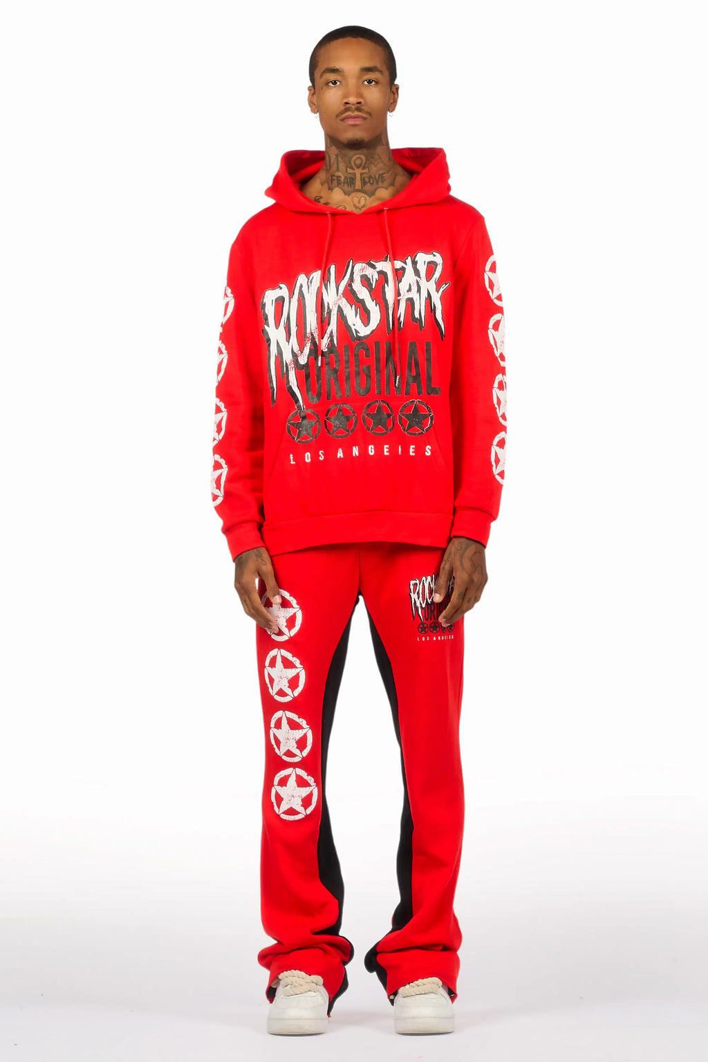 Wizzurd Red/Black Hoodie/Baggy Stacked Track Set