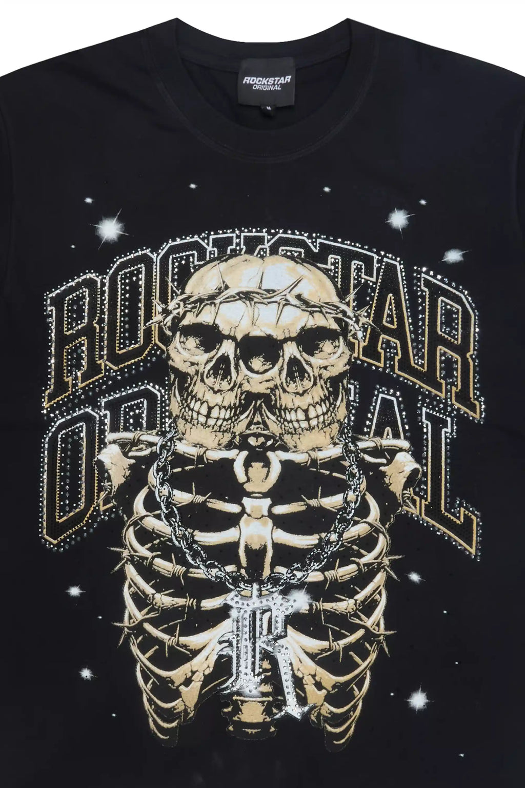 Krock Black Graphic Rhinestone T-Shirt