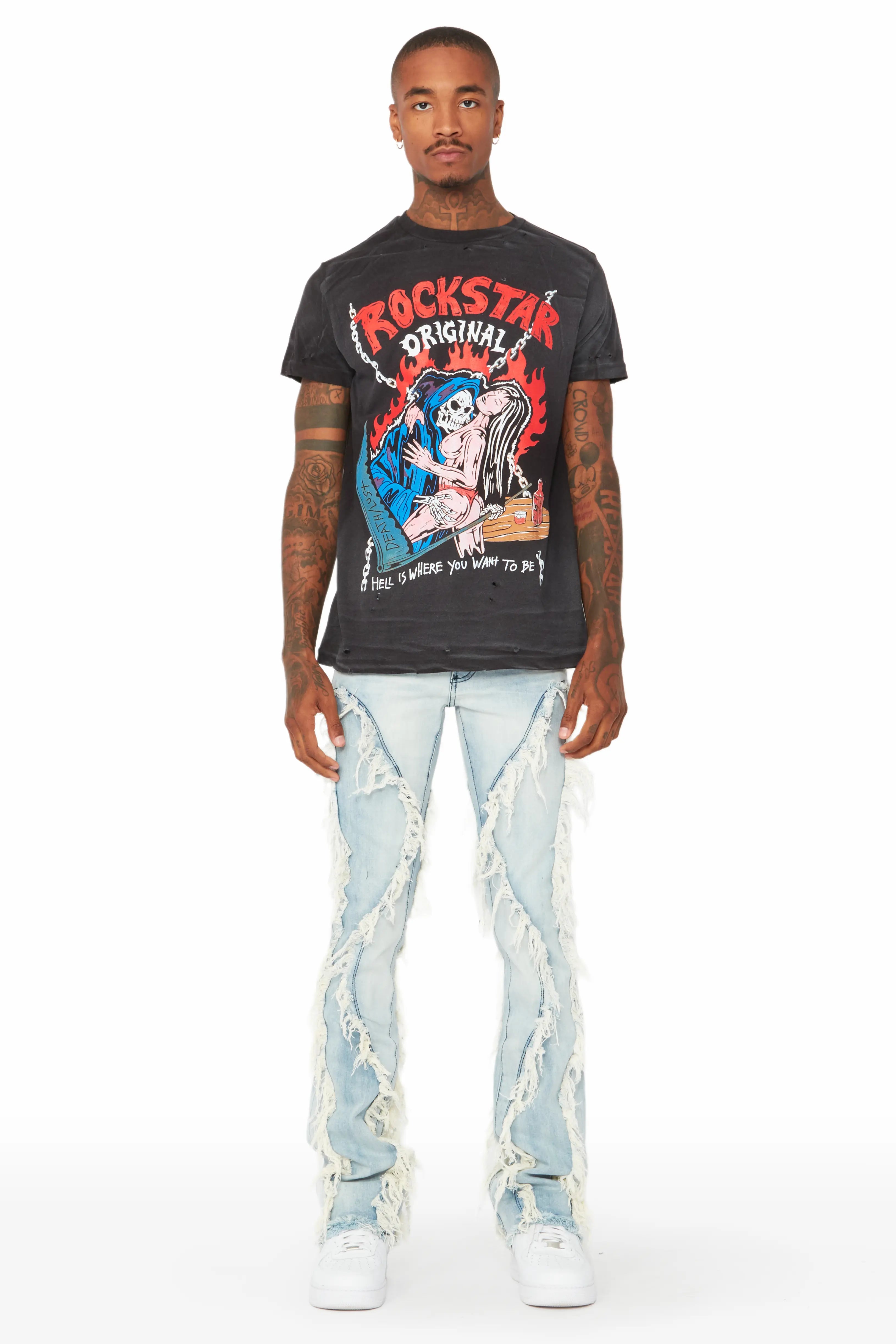 Tristan Blue Stacked Flare Jean