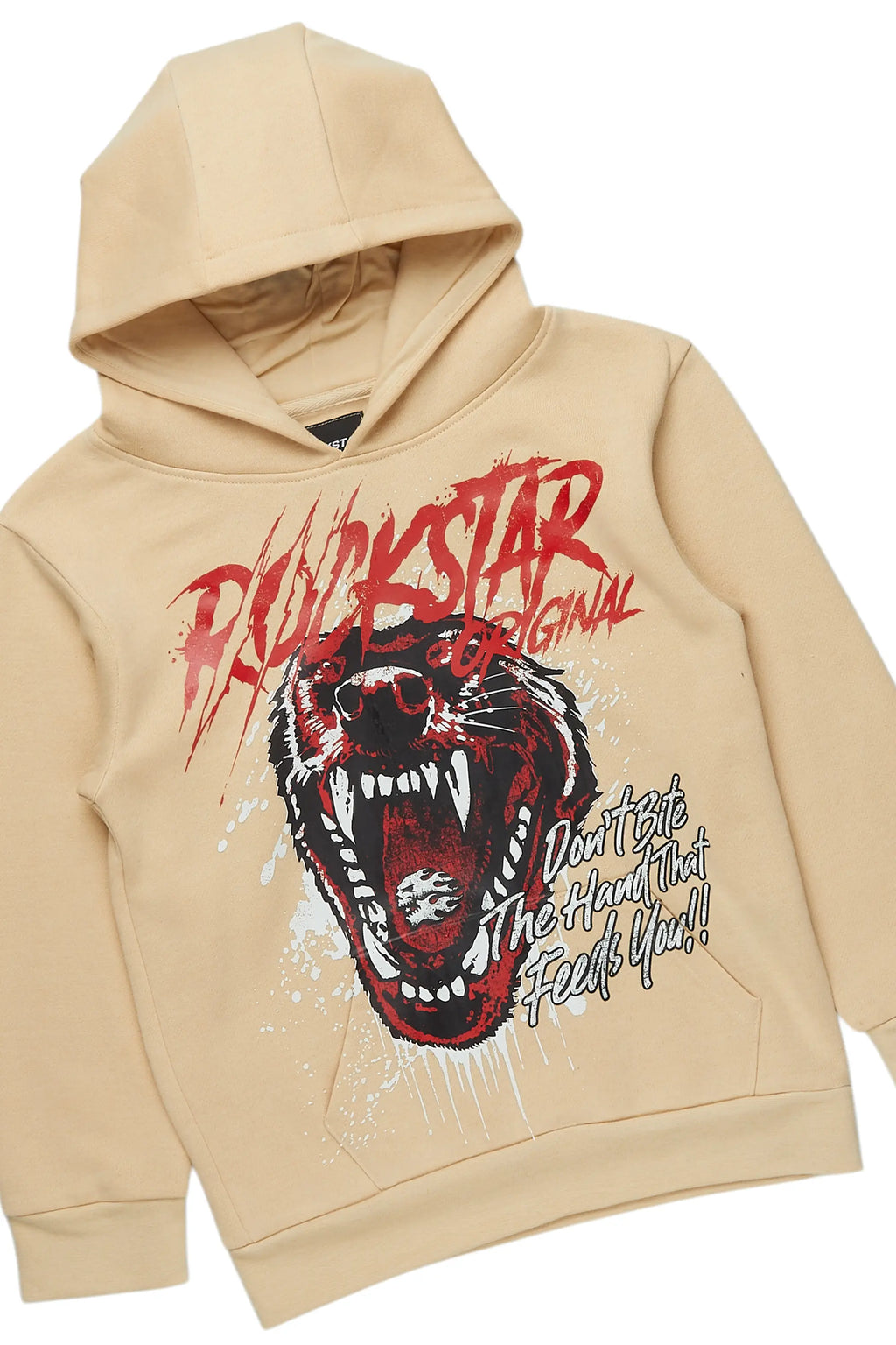 Boys Griff Beige/Beige Hoodie/Stacked Flare Jean Set