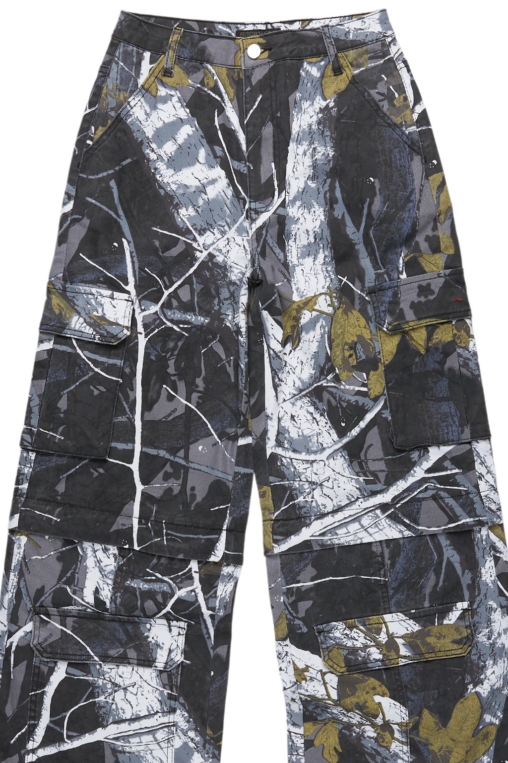 Precious Black Tree Camo Baggy Stacked Jean
