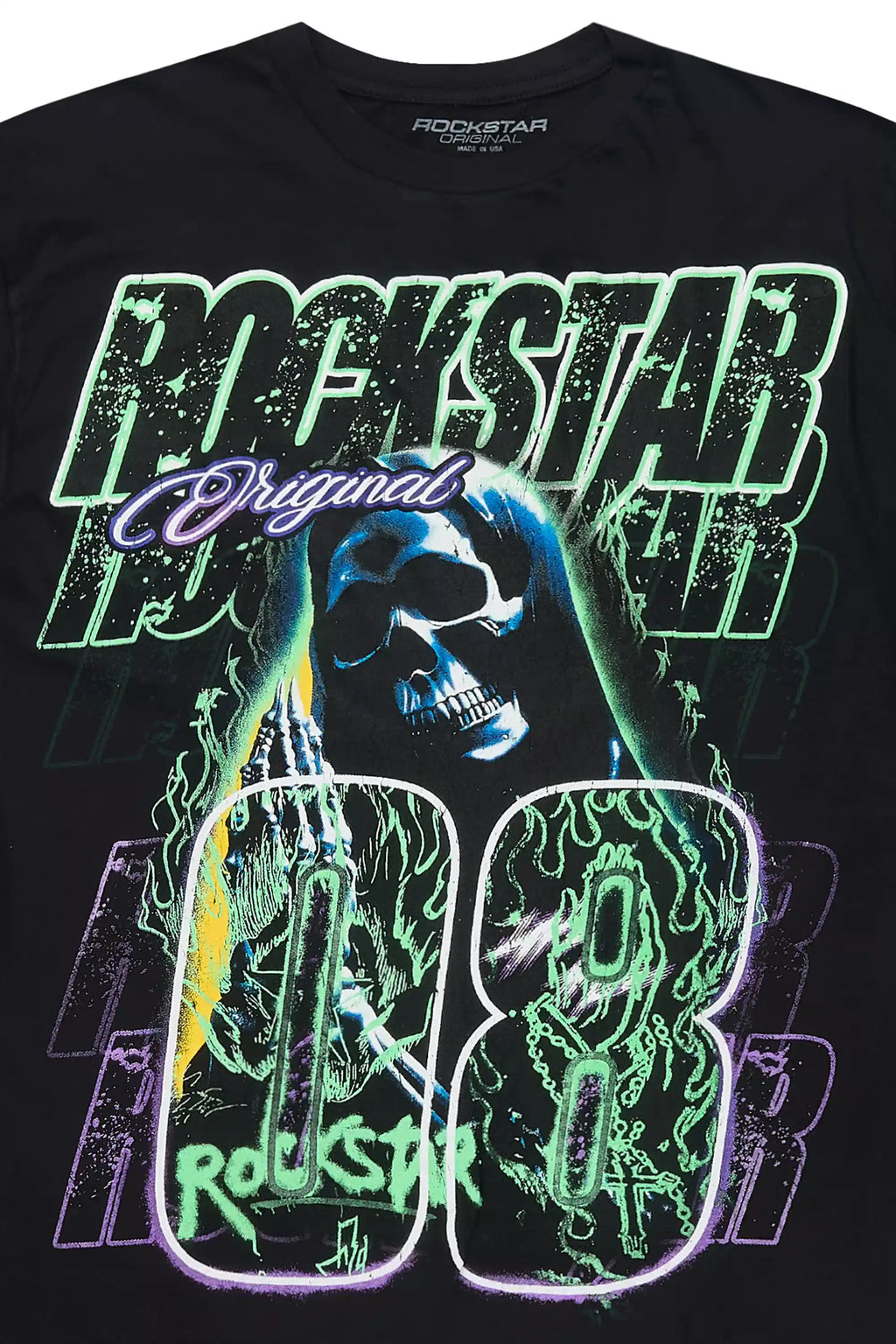 Kruz Black/Green Oversized Graphic T-Shirt