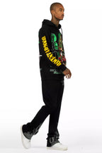 Pyrel Black/Silver Rhinestone Stacked Flare Pant