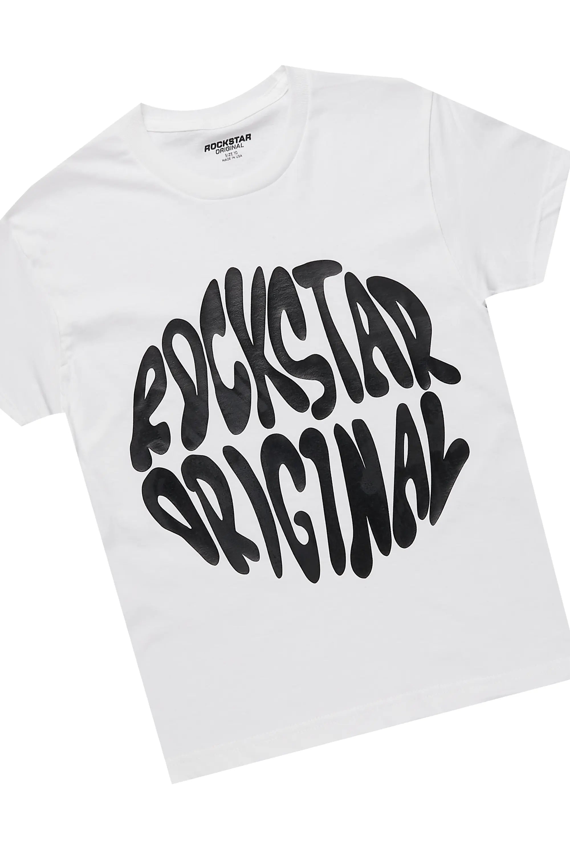 Boys Thierry White/Camo T-Shirt/Stacked Flare Jean Set