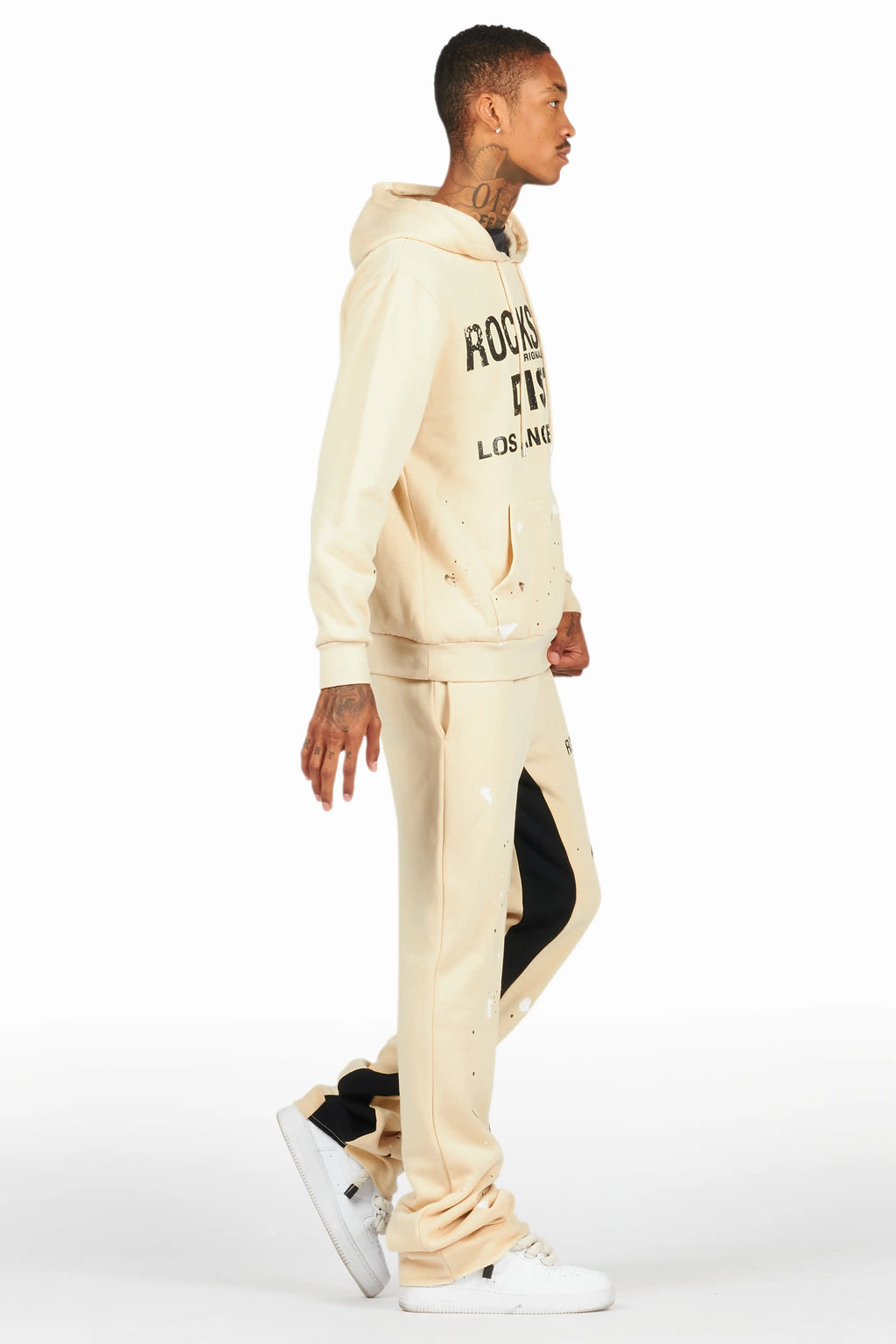Scottie Beige Hoodie Relaxed Stacked Track Set