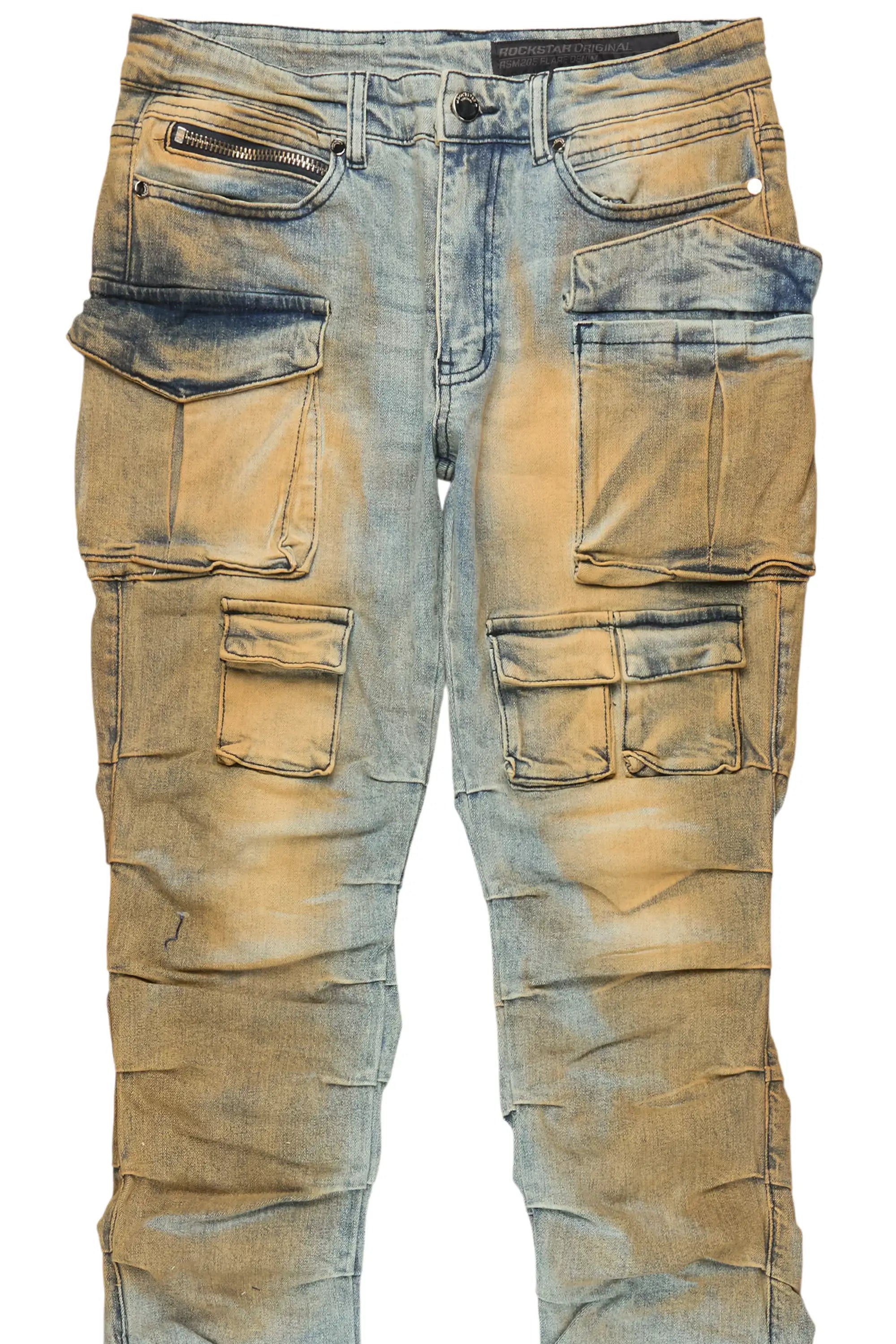Gentry Dirty Blue Stacked Flare Jean