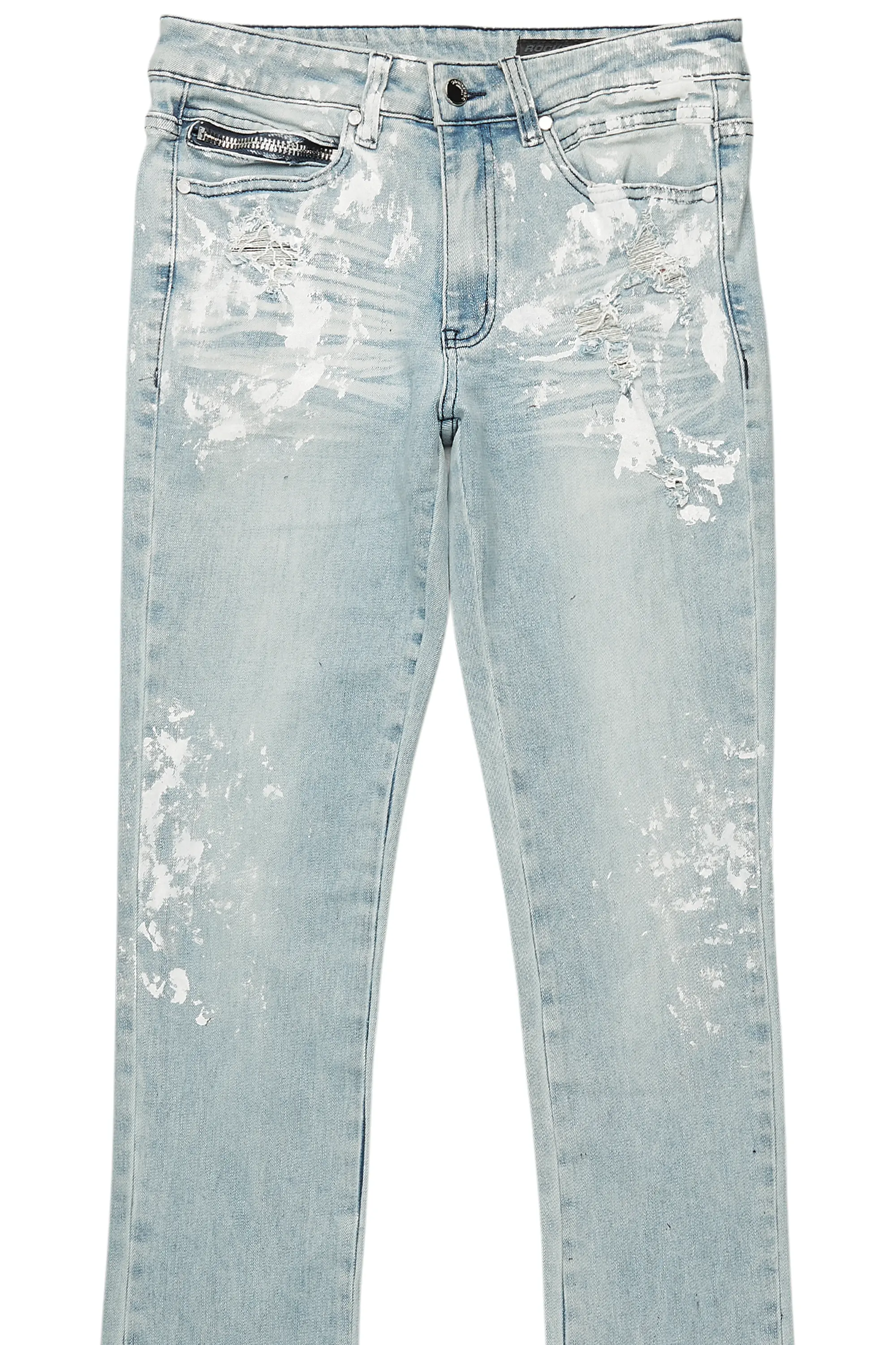 Kodak Blue/White Painter Stacked Flare Jean