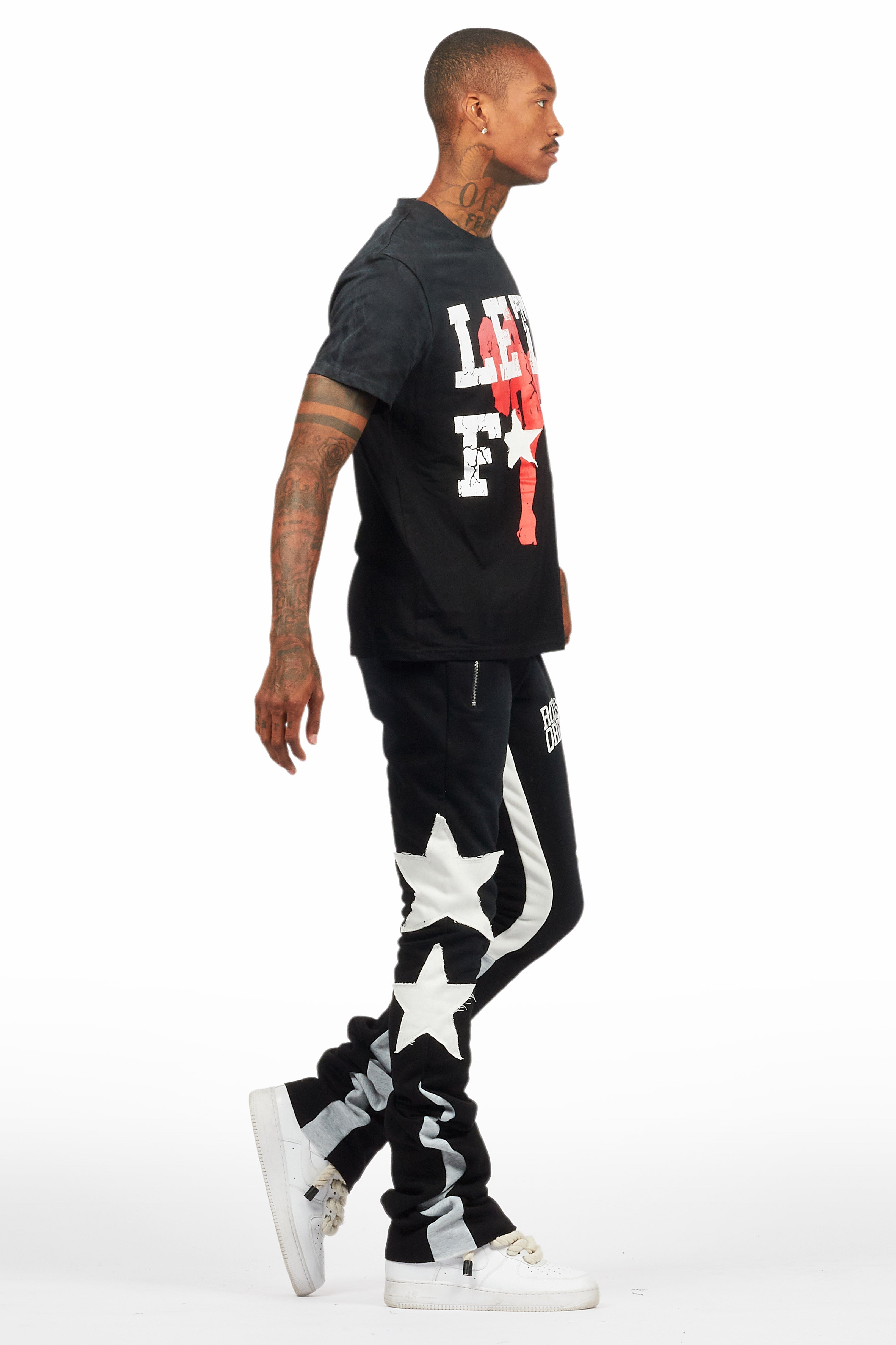 Pacino Black/Grey T-Shirt/Stacked Flare Track Set