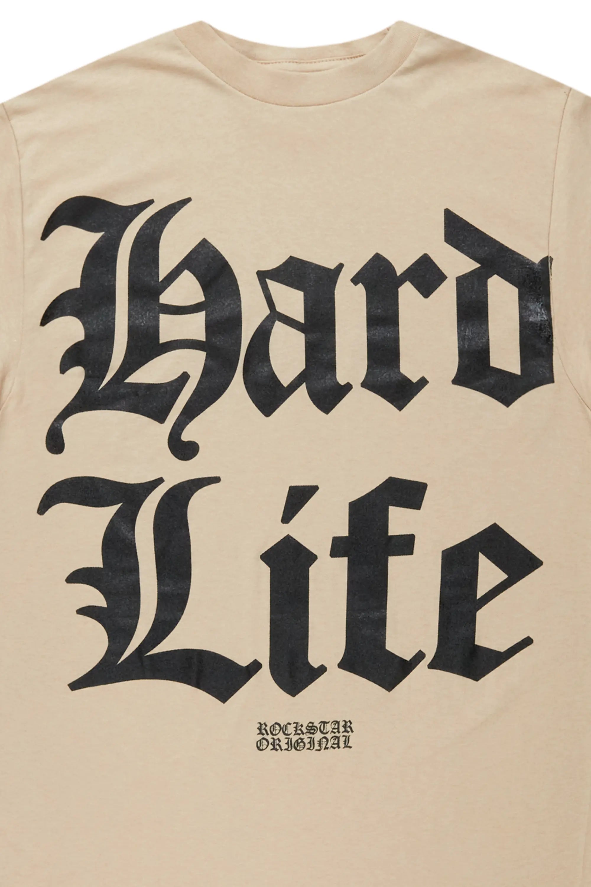 Hard Life Beige Graphic T-Shirt