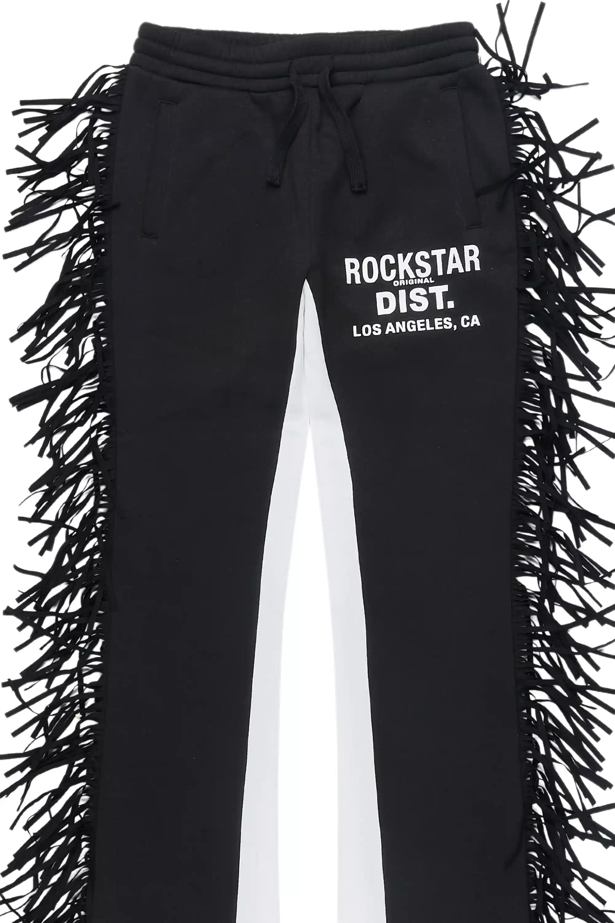 Girls Kendra Black Fringe Stacked Flare Pant