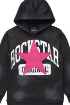 Girls Danika Black/Pink Graphic Hoodie with Patch