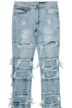 Vasco Light Blue Stacked Flare Jean