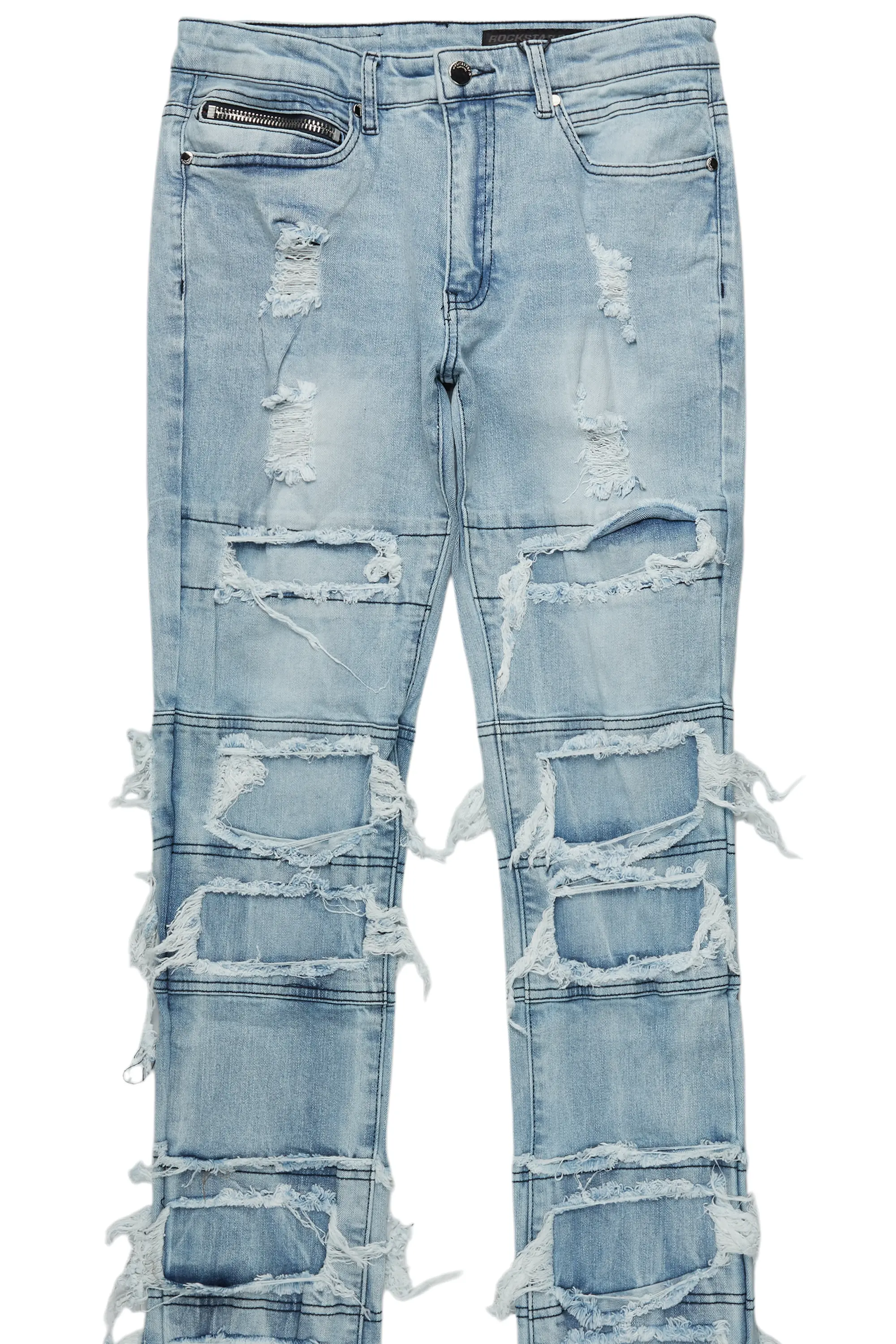 Vasco Light Blue Stacked Flare Jean
