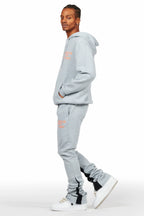 Briggs Heather Grey Hoodie/Super Stacked Flare Track Set