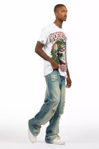 Discolite Rhinestone Medium Blue Baggy Jean