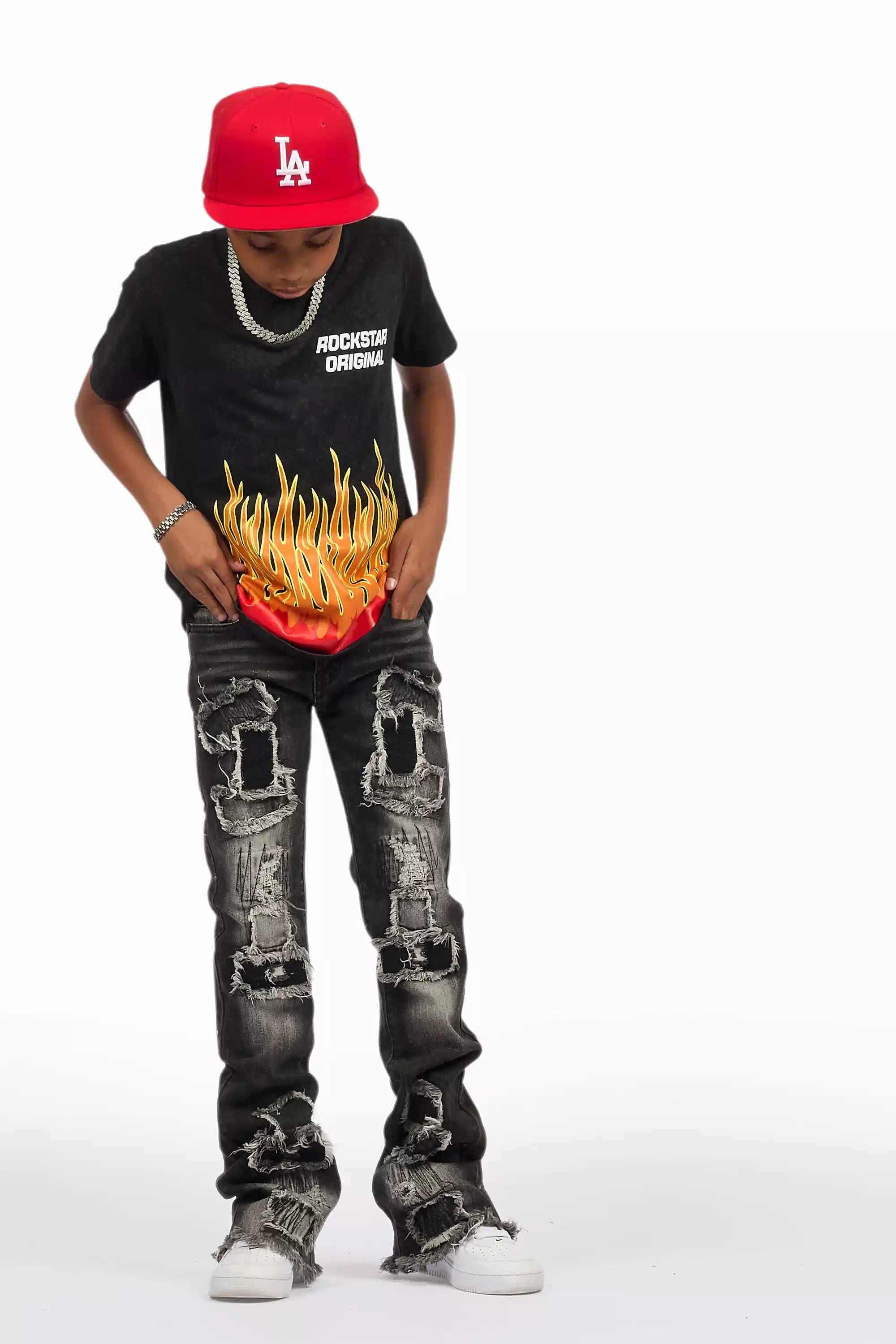 Boys Roeland Black/Red Graphic T-Shirt