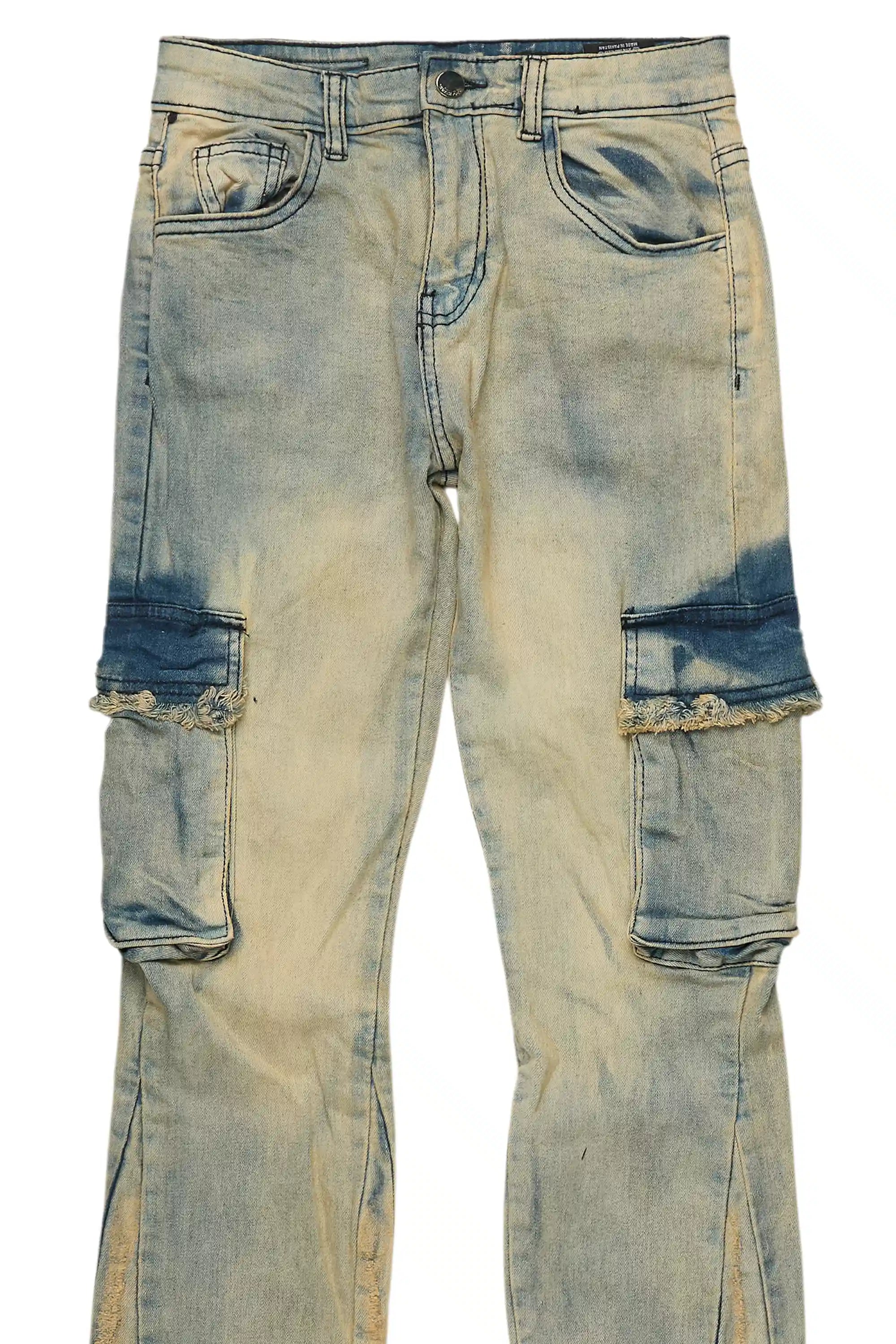 Boys Cermer Vintage Light Blue Flare Cargo Jean