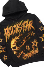 Nelz Black/Orange Graphic Hoodie/Baggy Track Pant Set