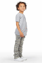 Boys Lajos Grey T-Shirt/Stacked Flare Jean Set
