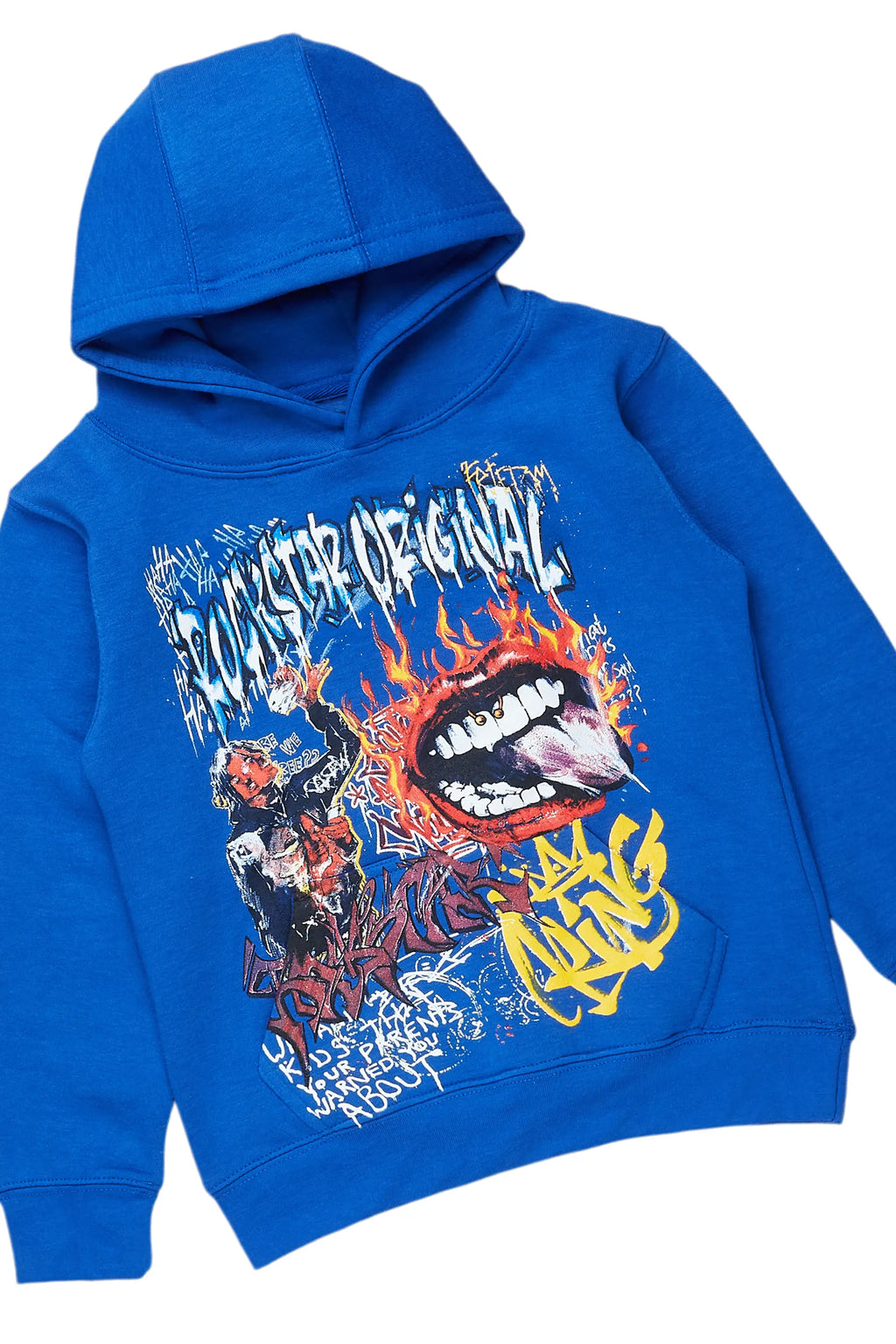 Boys Yooz Royal/Black Hoodie/Stack Flare Jean Set