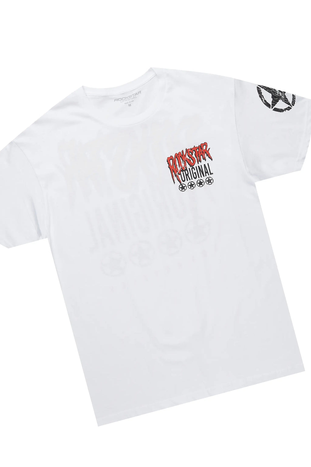 Wizzurd White/Red T-Shirt/Stacked Baggy Track Pant Set