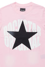 Girls Khaly Pink/Black Graphic T-Shirt With Patch