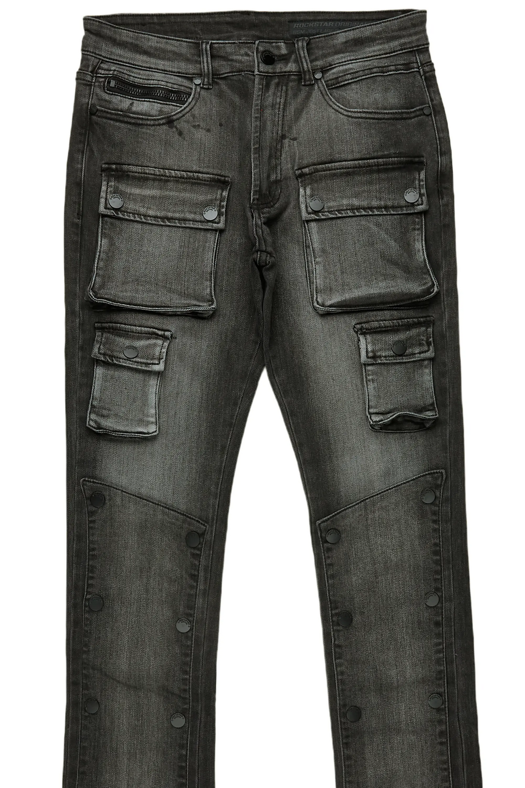 Boys Santana Dark Grey Stacked Flare Jean