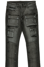 Boys Santana Dark Grey Stacked Flare Jean