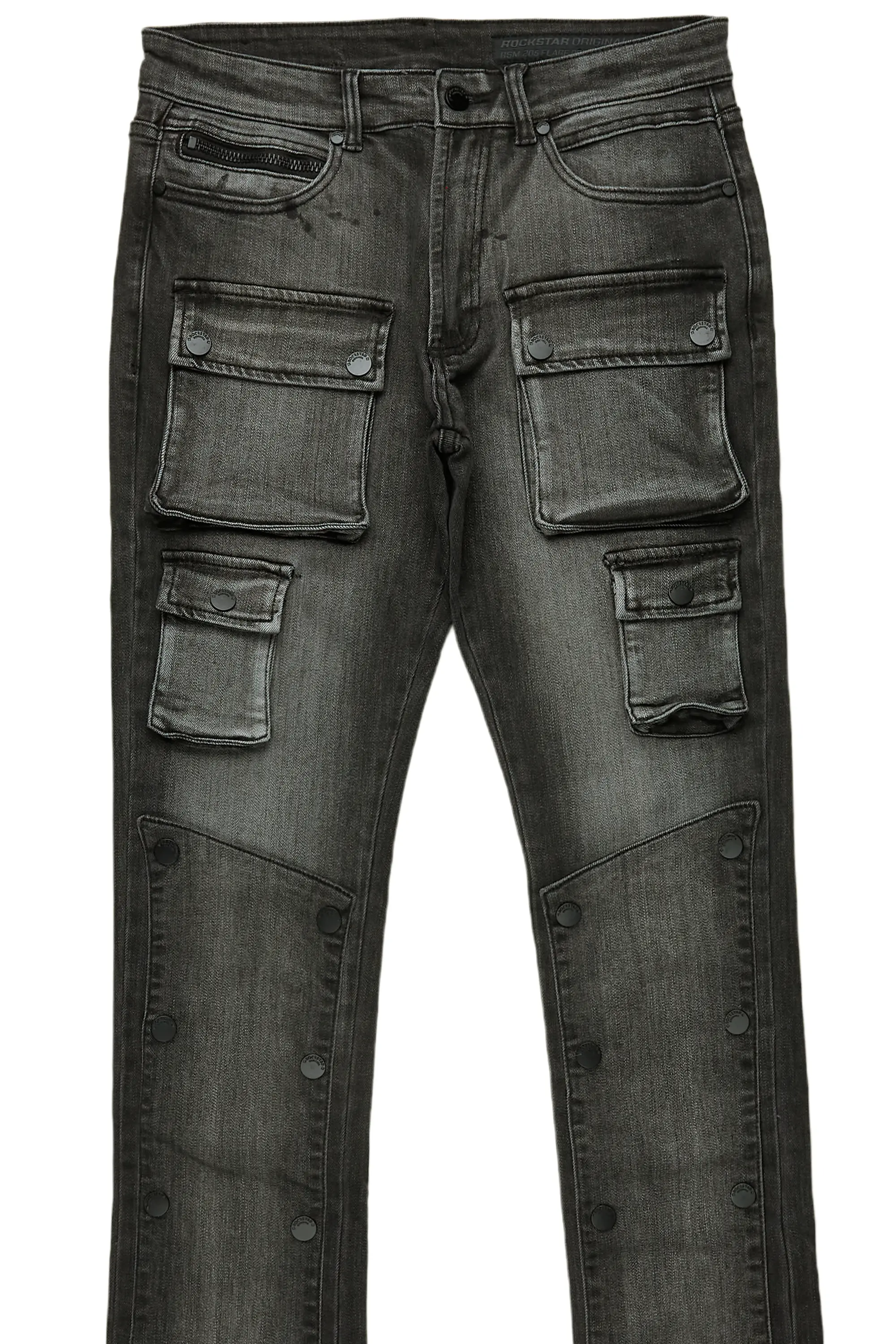 Boys Santana Dark Grey Stacked Flare Jean