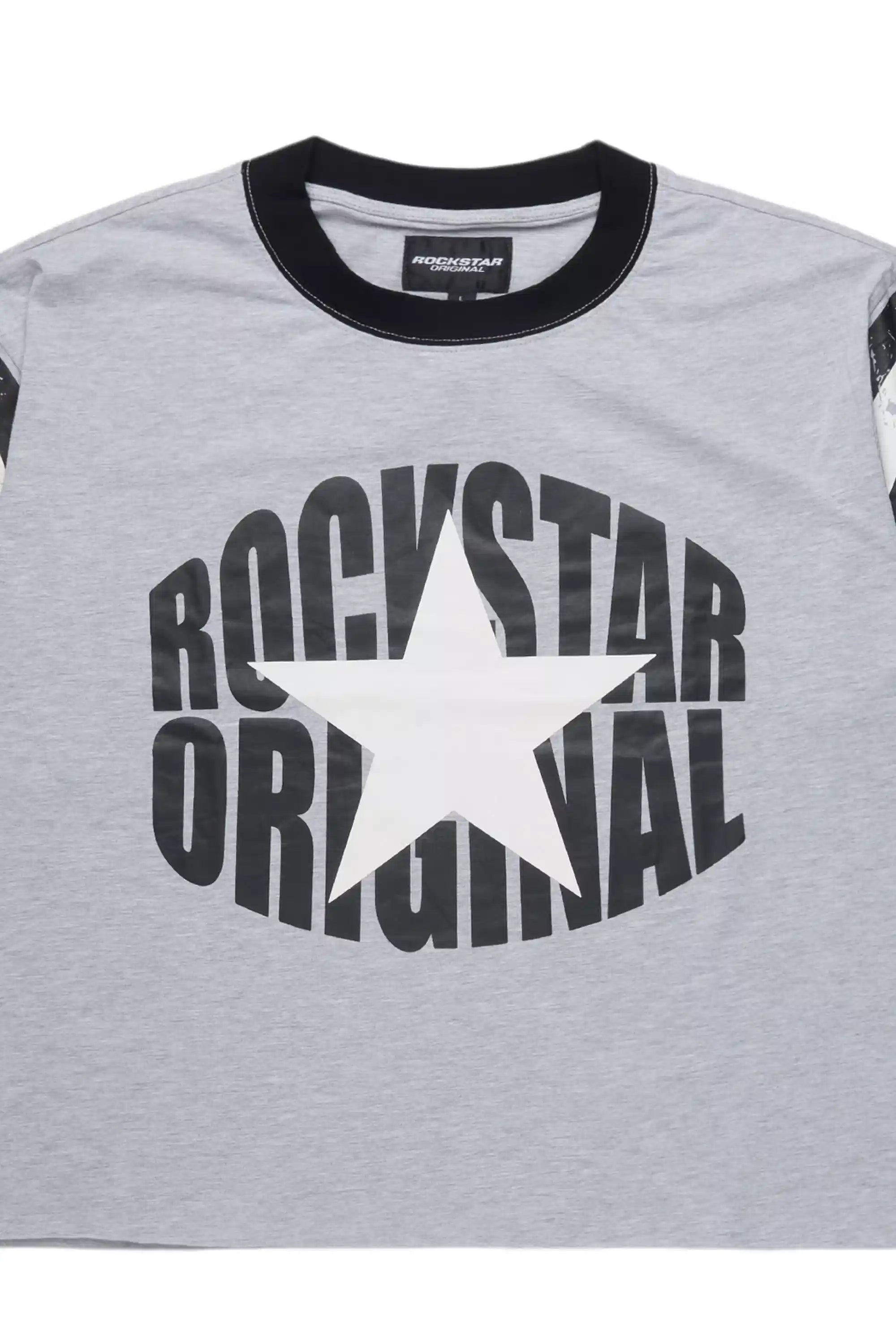 States Grey Boxy Crop T-Shirt