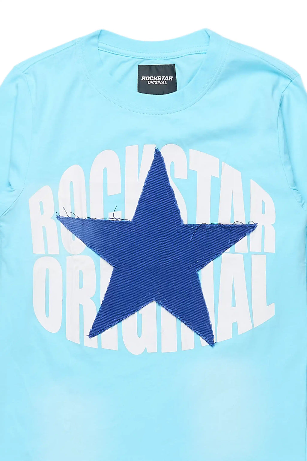 Boys State L/S Light Blue/Navy Graphic T-Shirt with Patch