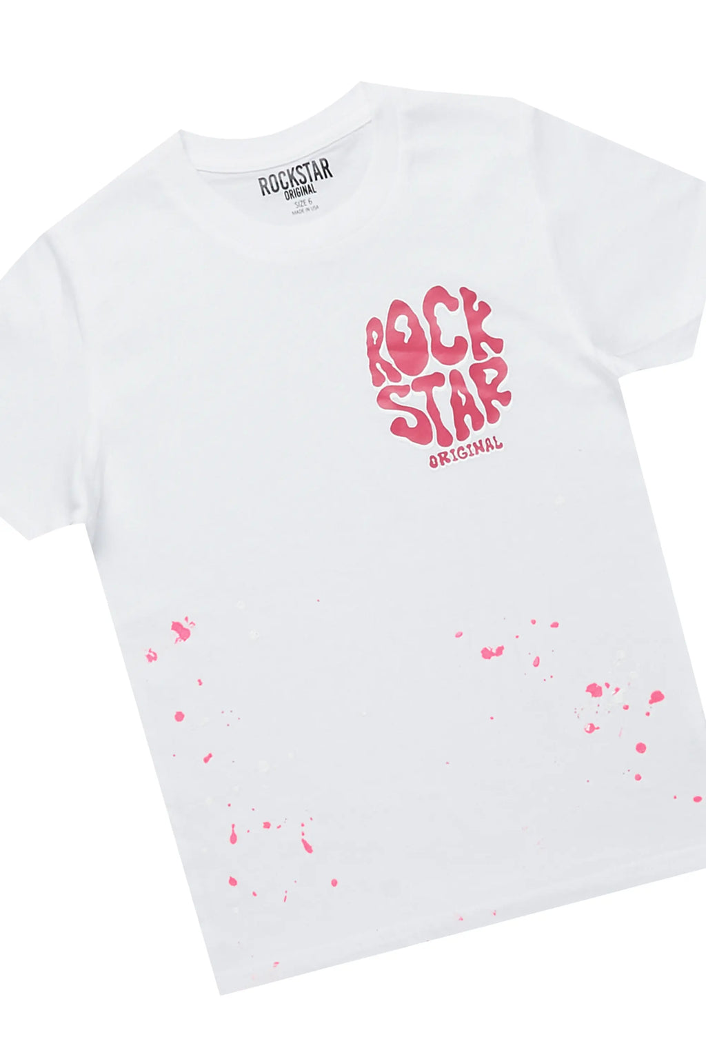 Girls Adrina White/Blue T-Shirt Denim Short Set