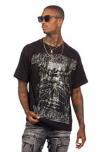 Aithan Black/Grey Graphic Rhinestone T-Shirt
