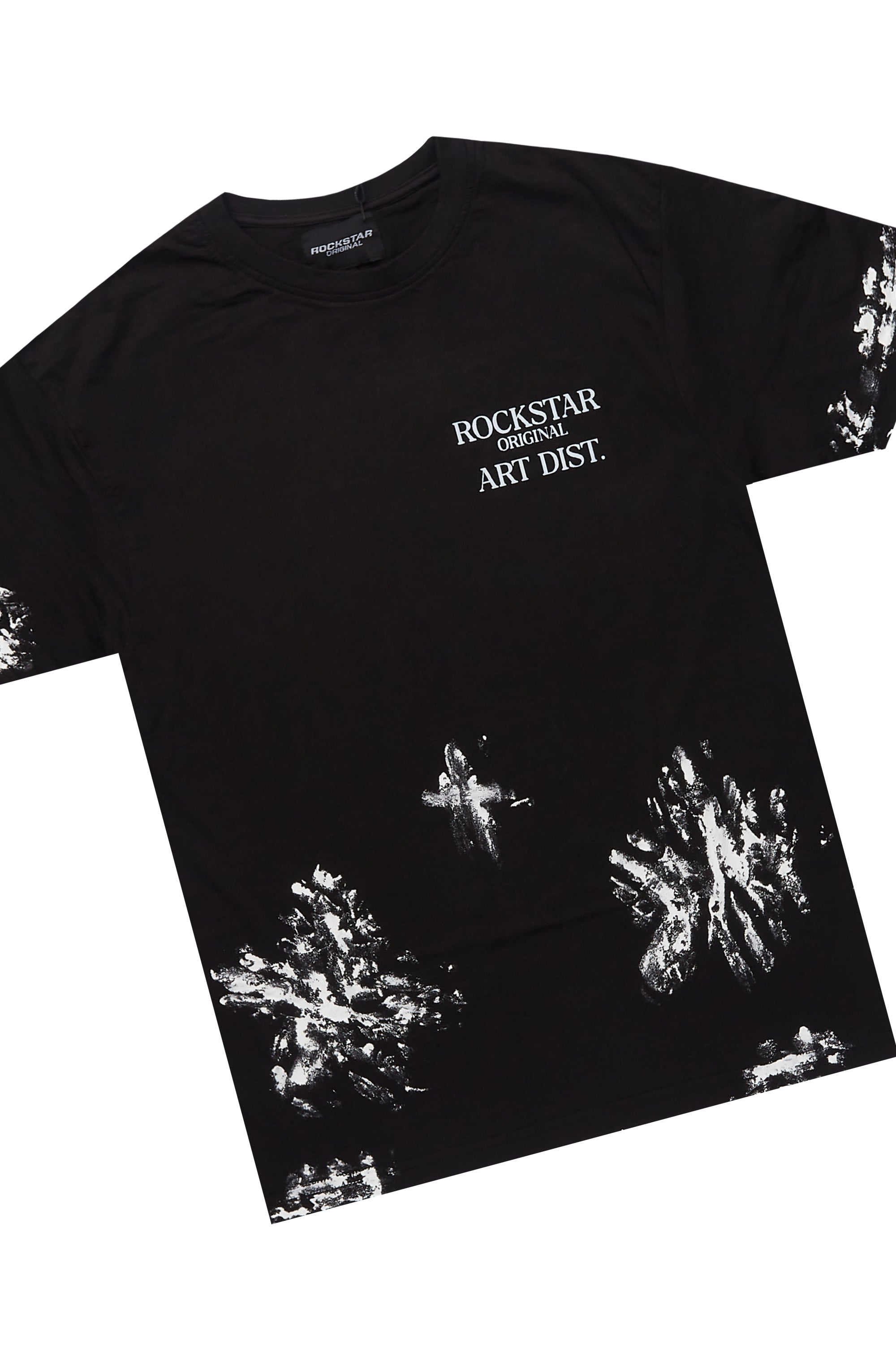 Fillip Black/White T-Shirt/Raw Edge Short Set