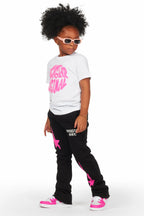 Girls Aria Black/White T-Shirt Super Stacked Set