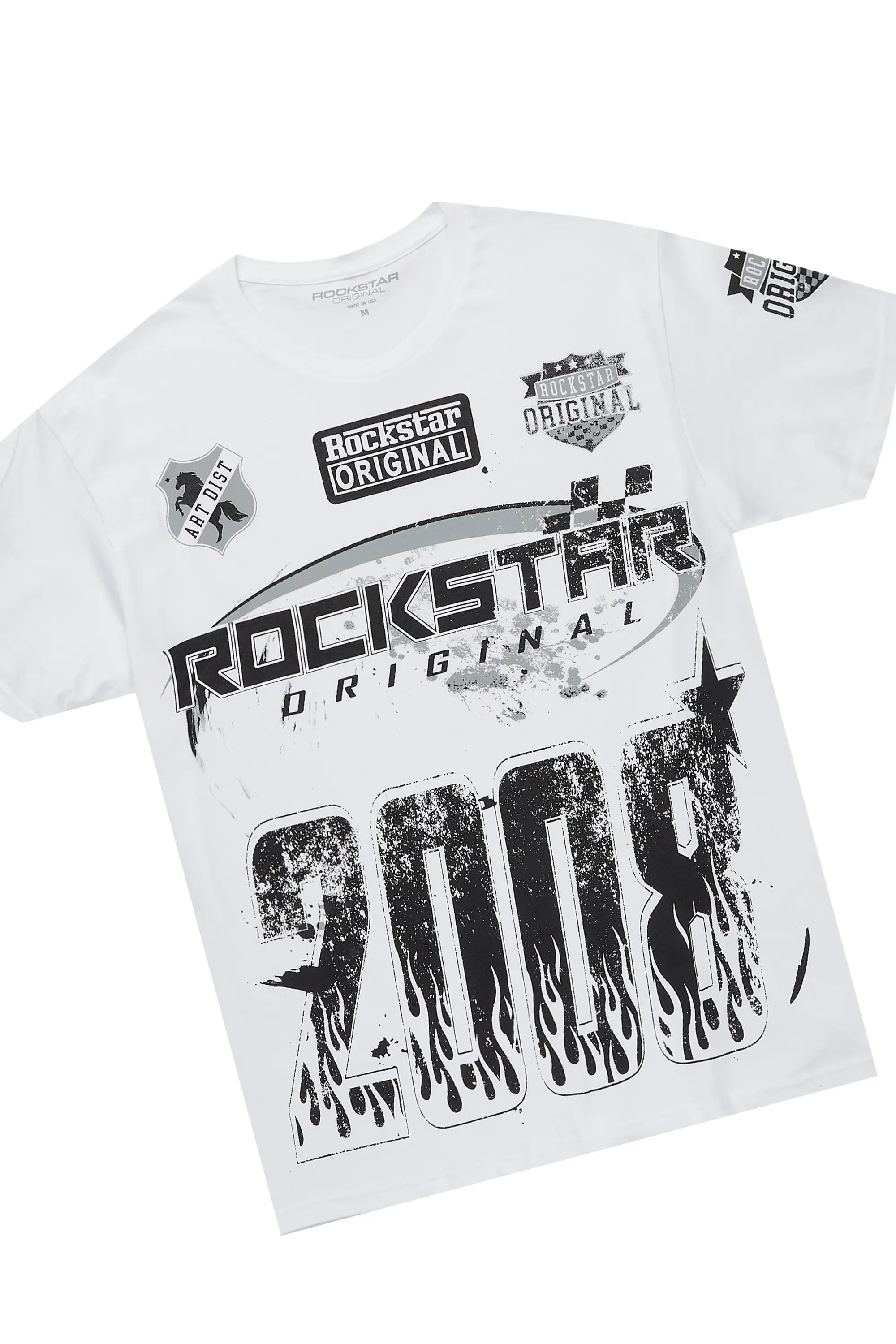 Amos White/Orange T-Shirt/Stacked Baggy Track Pant Set