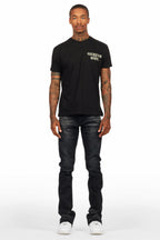 Lake Black/Beige T-Shirt/Dag Stacked Flare Jean Set
