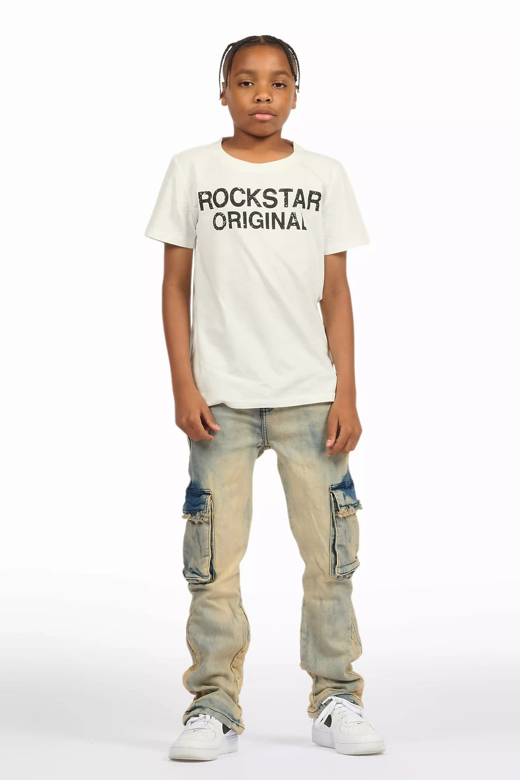 Boys Cermer Vintage Light Blue Flare Cargo Jean