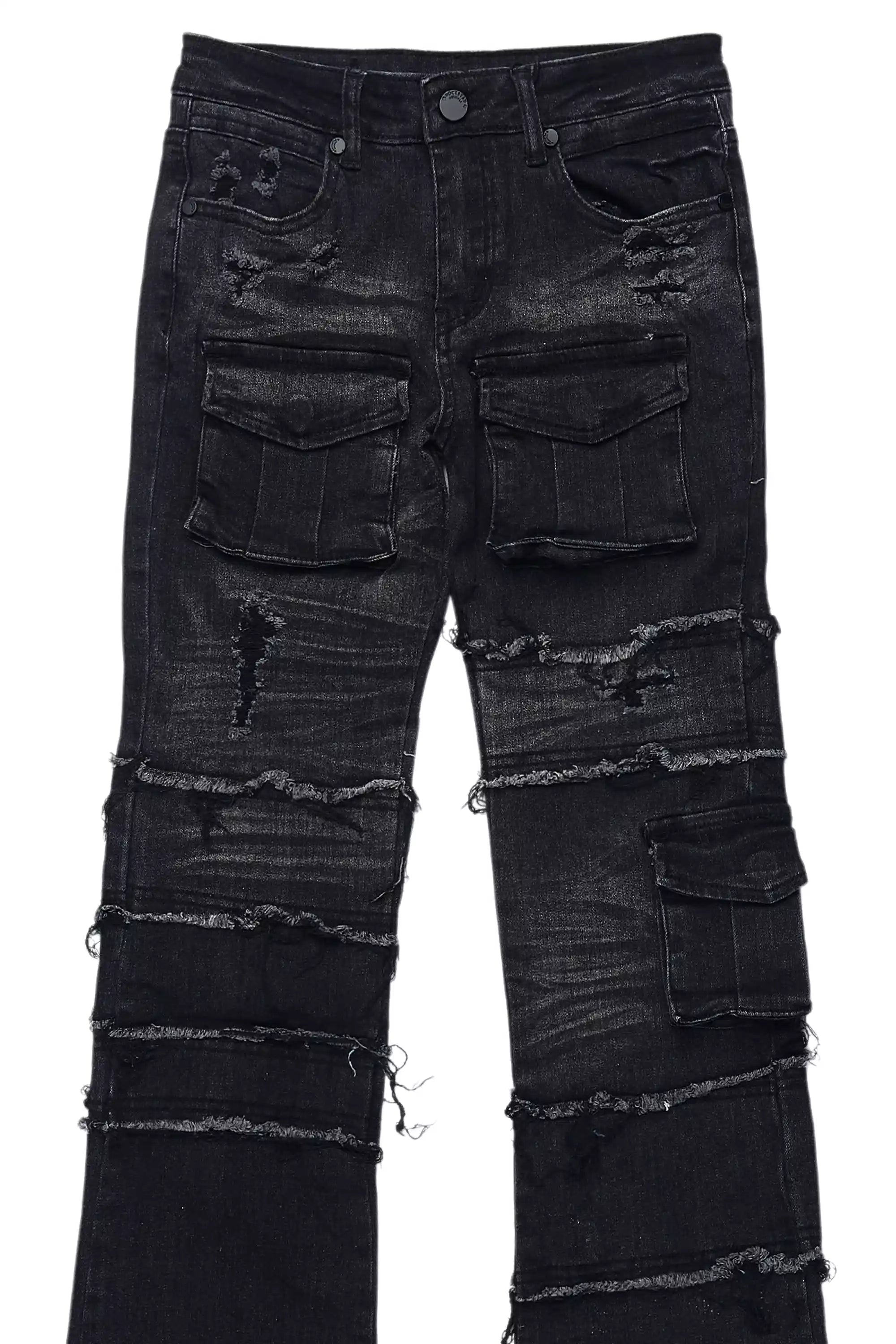 Boys Folant Dark Grey Stacked Flare Jean