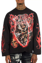 Torrez Black/Red Oversized Long Sleeve Graphic T-Shirt