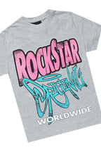 Girls Kaite Blue/Grey T-Shirt/Stacked Flare Jean Set