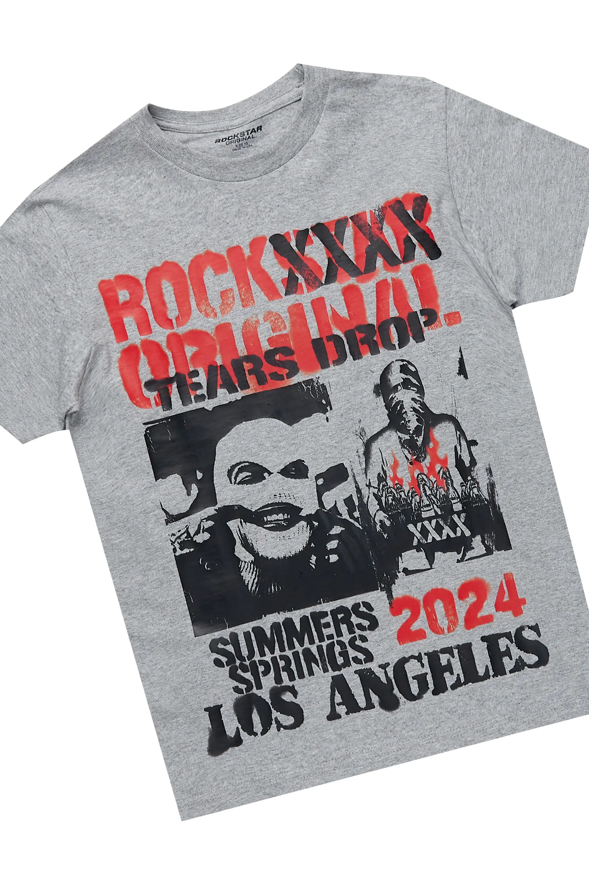 Boys Omer Heather Grey T-Shirt/Stacked Flare Jean Set