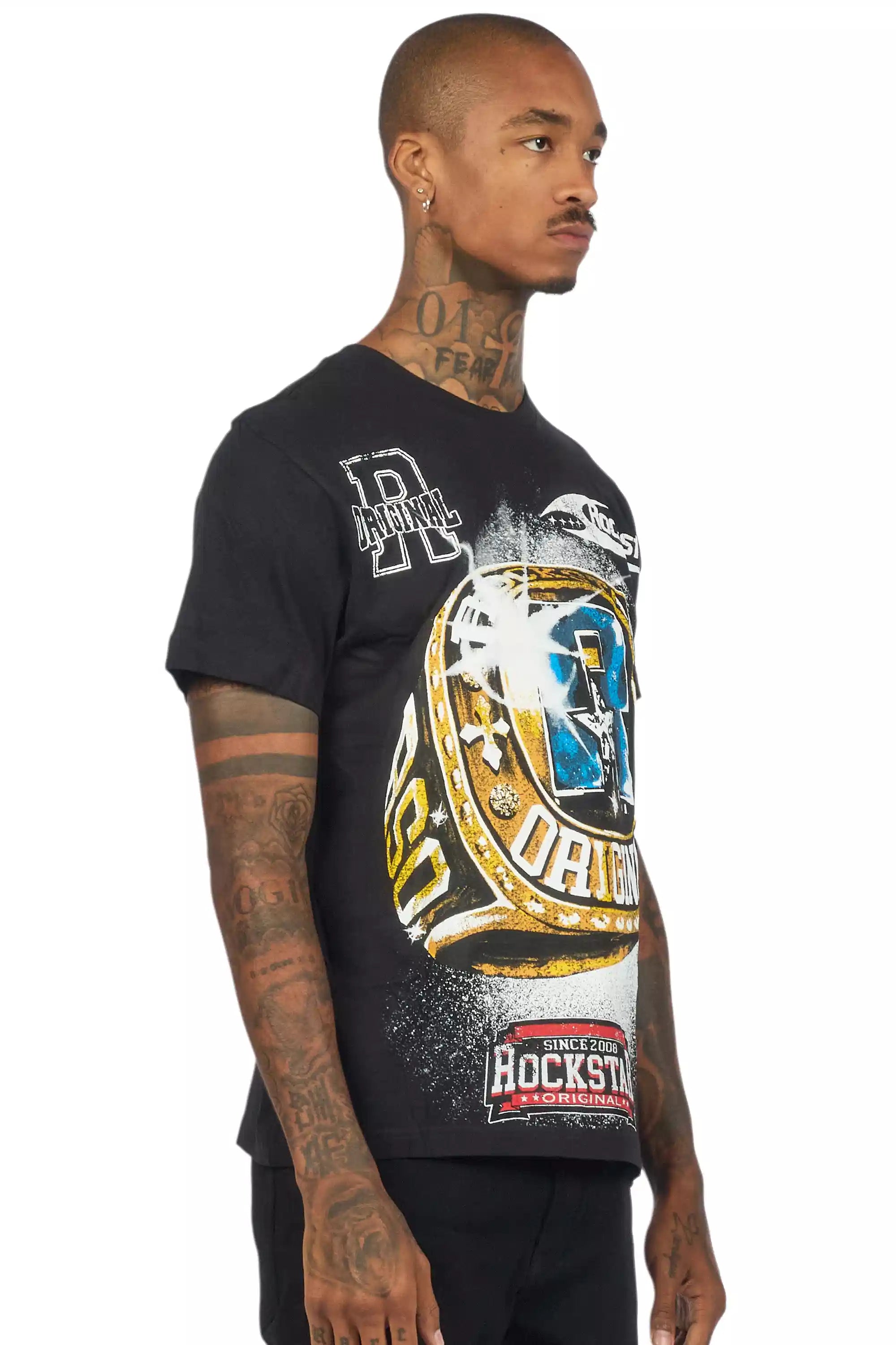 Gemchamp Black Graphic T-Shirt