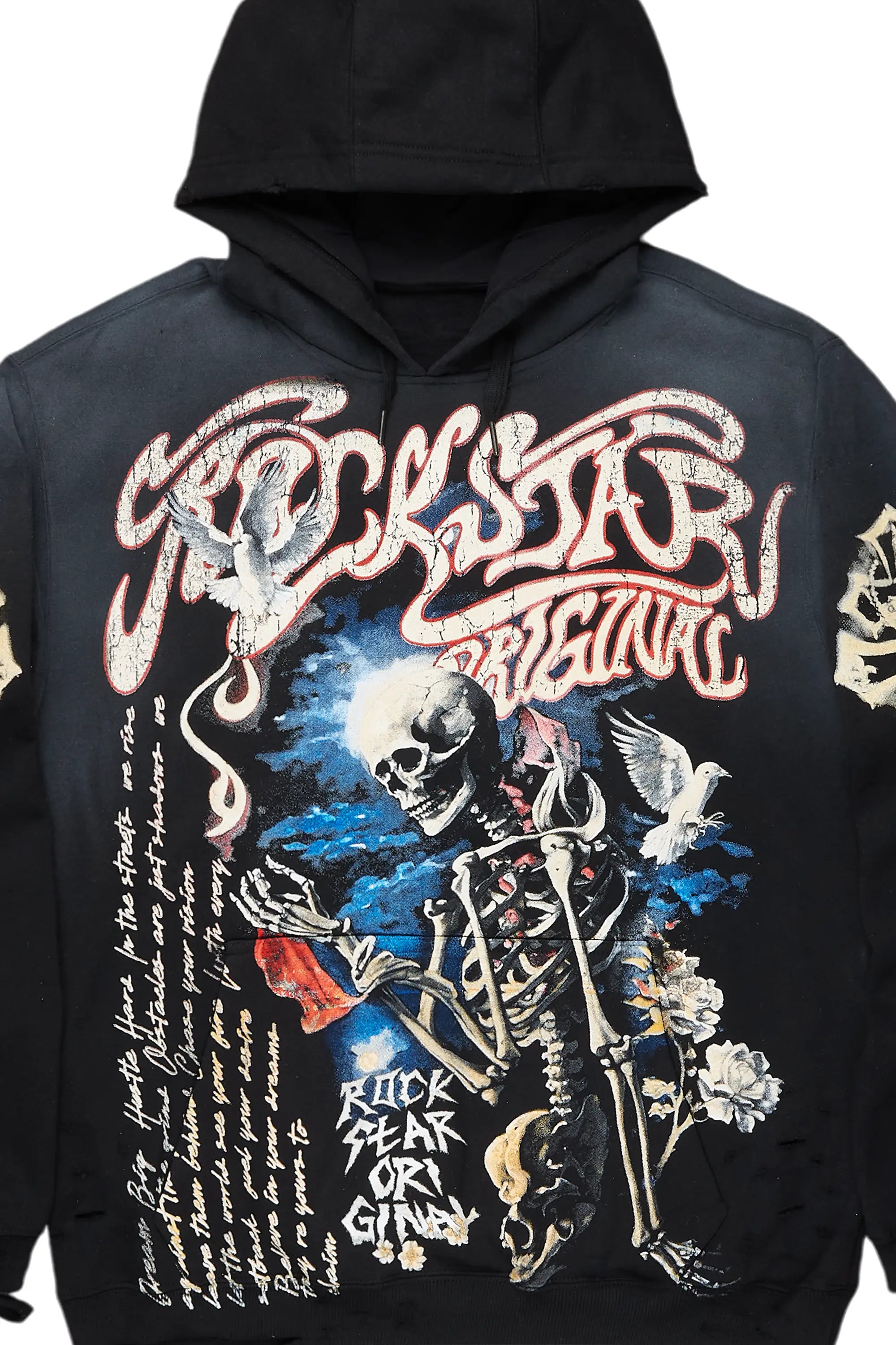 Danby Black Graphic Distressed Hoodie