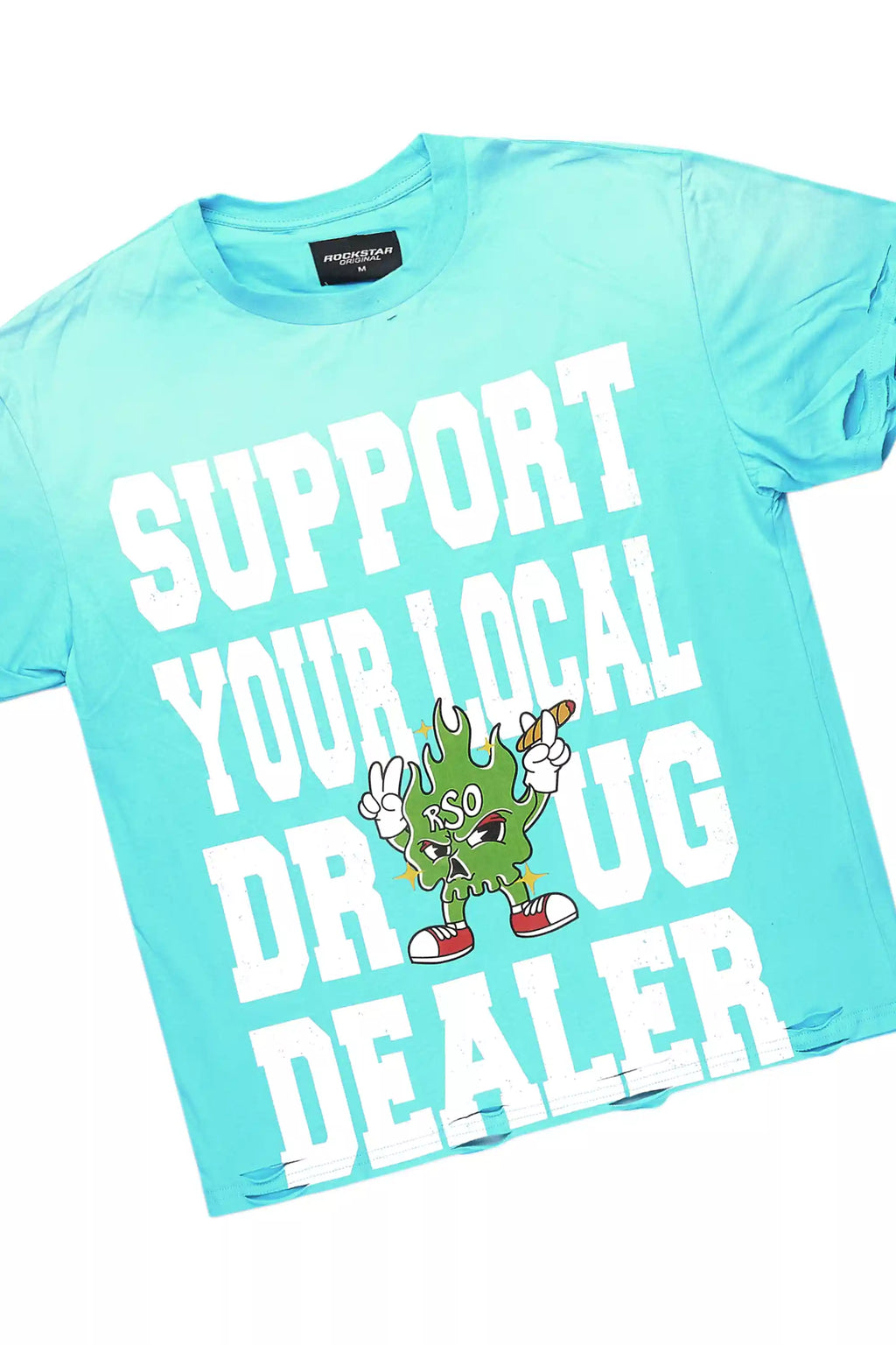 Tarl Blue Oversized T-Shirt/Stacked Flare Jean Set