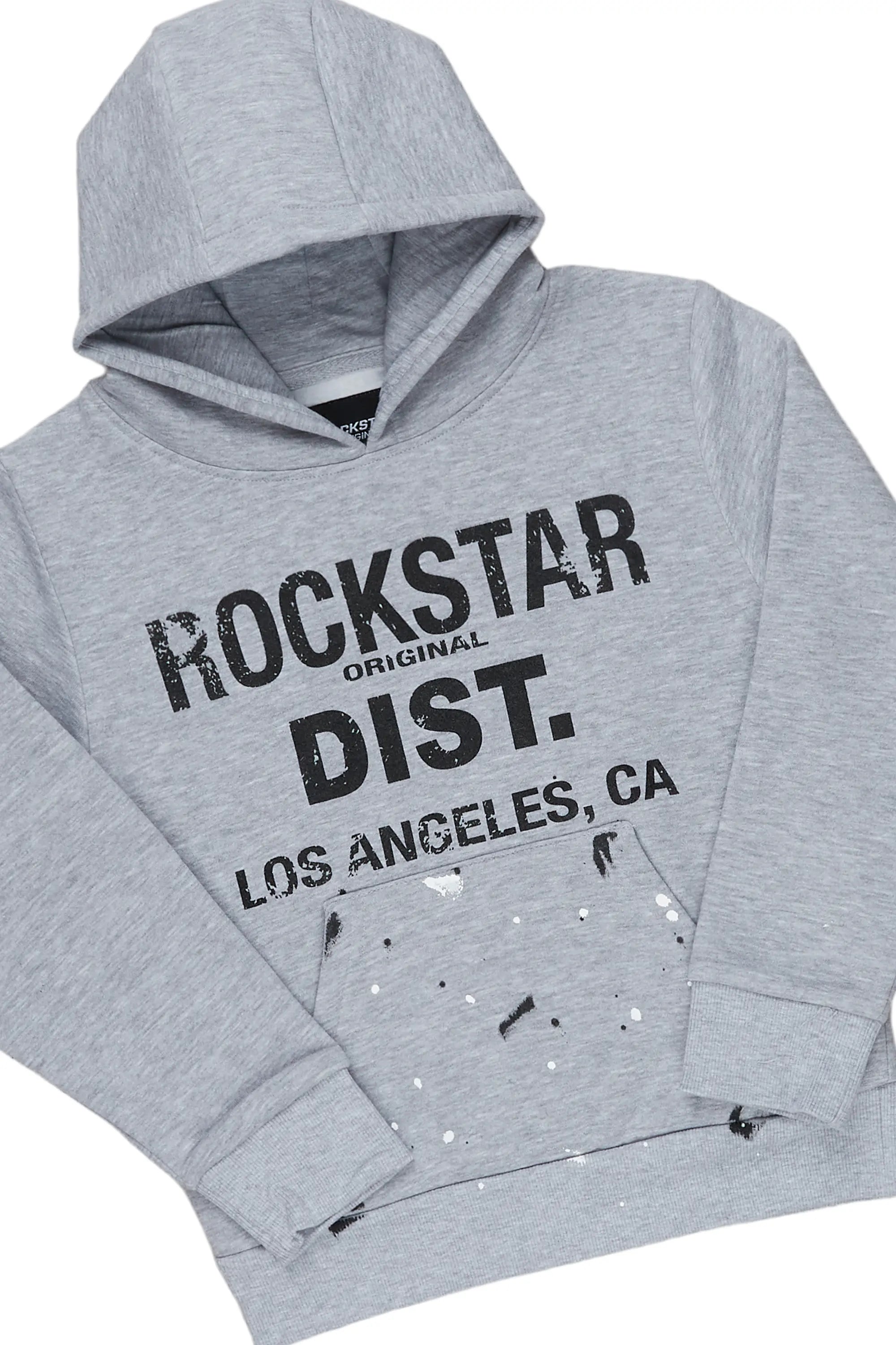 Boys Scottie Grey/Black Hoodie Super Stacked Flare Track Set